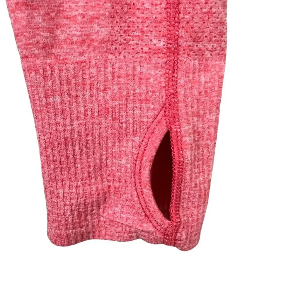 Athleta Womens Orange Fastest Track Half Zip Ruched Pullover Top Medium‎